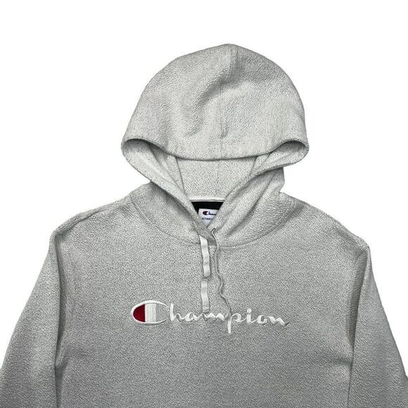 Champion Women's Size Medium Gray Logo Embroidered Hoodie - Picture 3 of 12